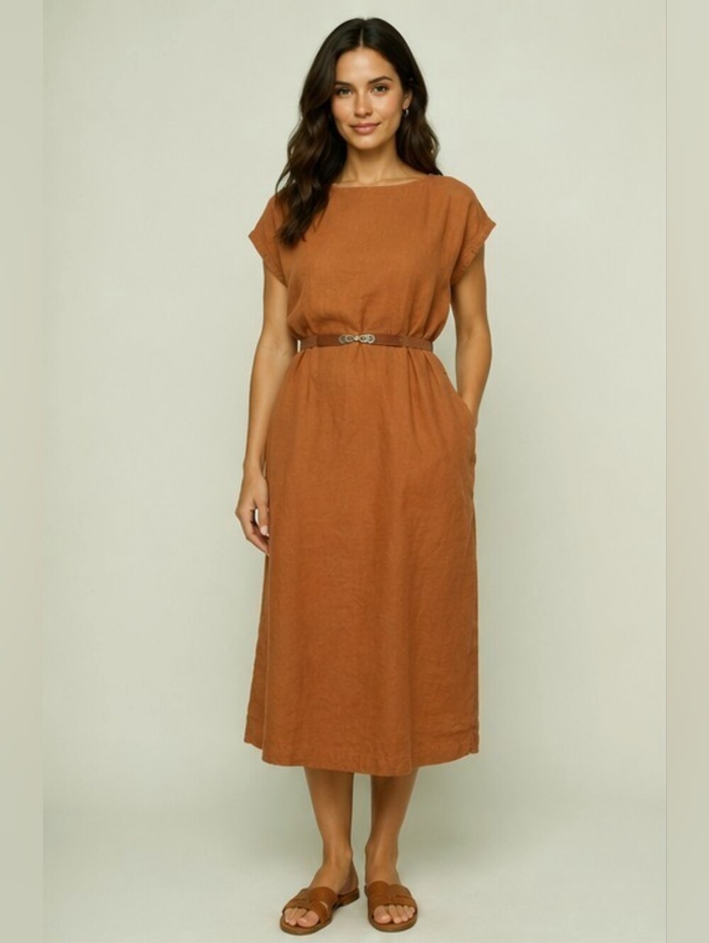 Black Crane 100% Linen Dress Size M